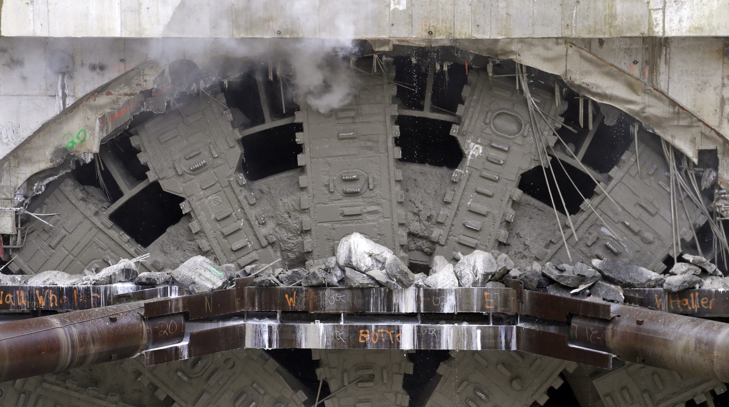 Seattle tunnel machine reaches end of long, troubled journey