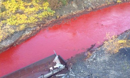 Why is this Russian river blood red?