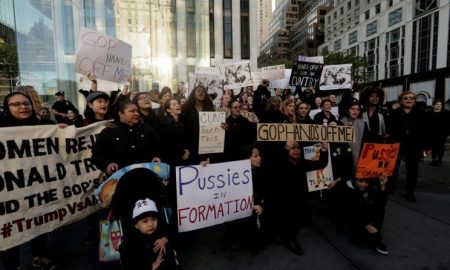 Women Form Human Wall Outside Trump Tower in Protest