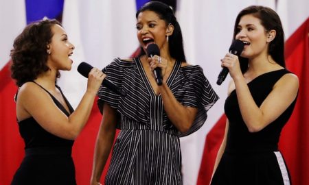 Hamilton stars add 'sisterhood' to 'America the Beautiful'